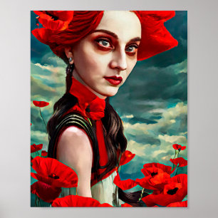 Herrin der Mohnblumen Fantasy Original Kunst Poster