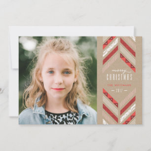 Herringbone Band Holiday Card - Crimson Feiertagskarte
