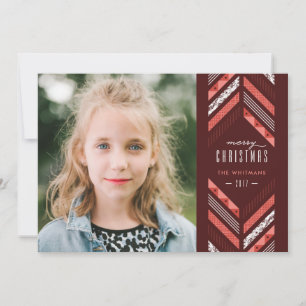 Herringbone Band Holiday Card - Maraschino Feiertagskarte