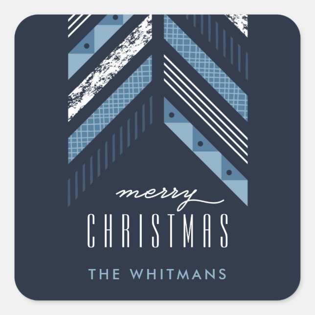 Herringbone Band Holiday Sticker - Denim (Vorderseite)