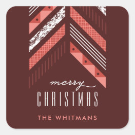 Herringbone Band Holiday Sticker - Maraschino