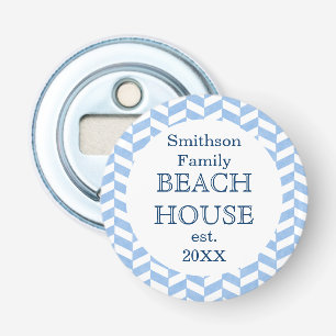 Herringbone Blue White Beach House Flaschenöffner