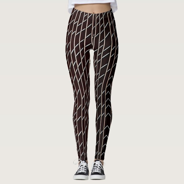 Herringbone geflochtene Flechte Beige Minimal Must Leggings (Vorderseite)
