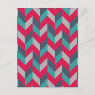 Herringbone Geometric Stripes Red Blue Gray Postkarte
