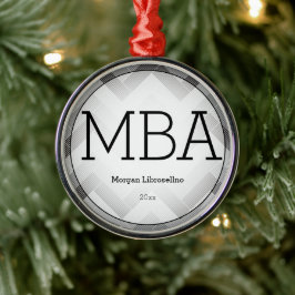 Herringbone Gray Black MBA Abschluss Name Year Ornament Aus Metall