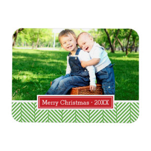 Herringbone Holiday Monogram Foto Magnet