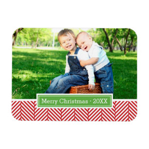 Herringbone Holiday Monogram Foto Magnet