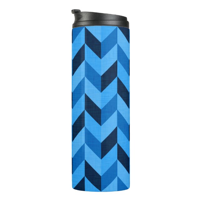 Herringbone-Muster in blau Thermosbecher (Nach rechts gedreht)