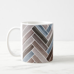 Herringbone-Muster in Blue Brown Grau Kaffeetasse