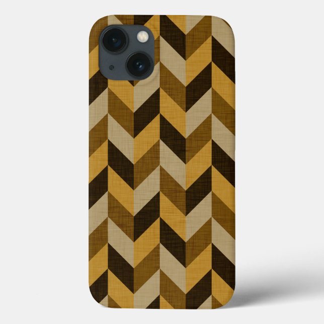 Herringbone-Muster in golden & braun Case-Mate iPhone Hülle (Rückseite)