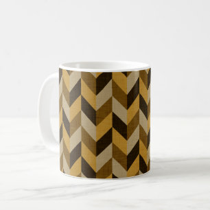 Herringbone-Muster in golden & braun Kaffeetasse