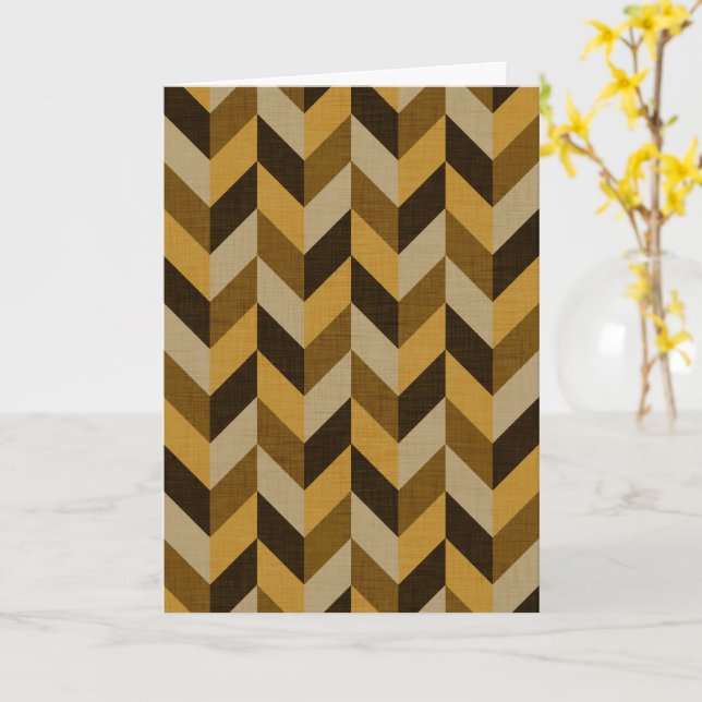 Herringbone-Muster in golden & braun Karte (Gelbe Blume)