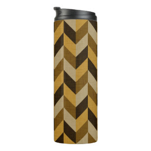 Herringbone-Muster in golden & braun Thermosbecher