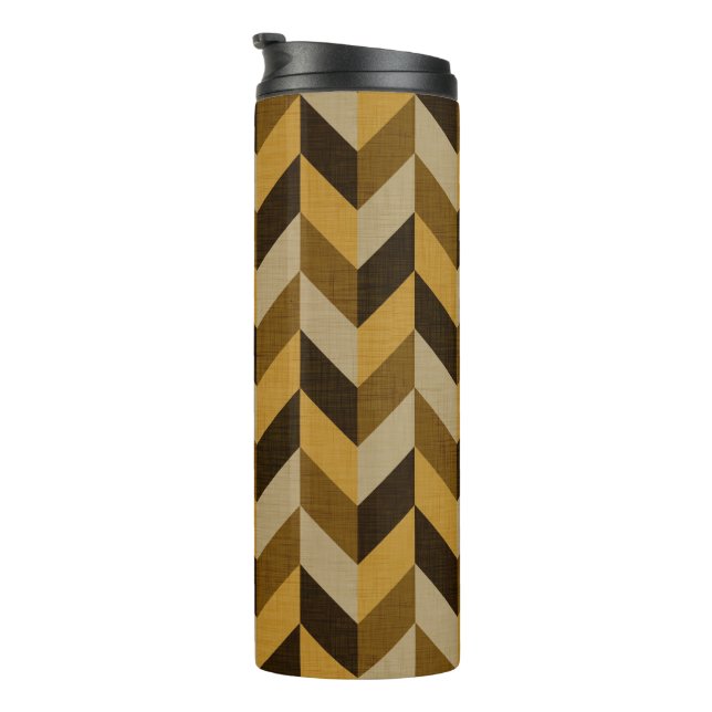 Herringbone-Muster in golden & braun Thermosbecher (Nach rechts gedreht)