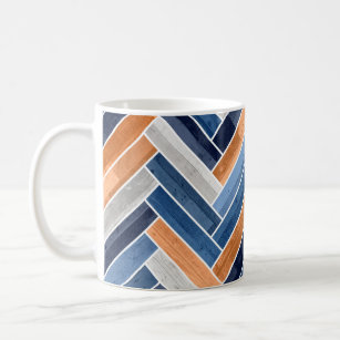 Herringbone-Muster in Navy Blue und Orange Kaffeetasse