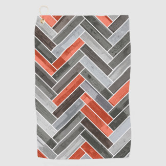 Herringbone-Muster in Orange Gray Golfhandtuch