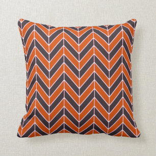 Herringbone-Muster in Orange und Marine Kissen