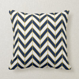 Herringbone-Muster Pillow Navy, White, Gold Kissen