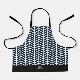 Herringbone Schwarz-weißes Minimalmuster Schürze