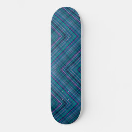 Herringbone Tartan Kariertes blaues grünes Rosa Skateboard