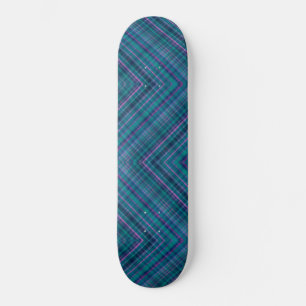 Herringbone Tartan Kariertes blaues grünes Rosa Skateboard
