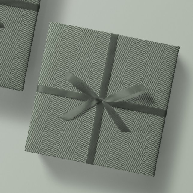 Herringbone Tweed Klassischer Salbei Geschenkpapier (Von Creator hochgeladen)
