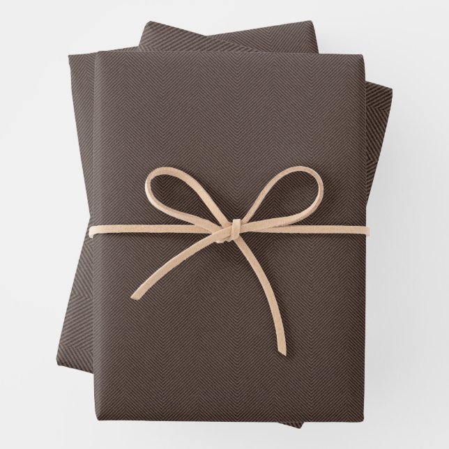 Herringbone tweete rustikal braun Weihnachtsfeiert Geschenkpapier Set (Beispiel)