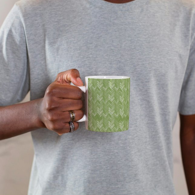 Herringbone Zickzack Muster Forest Green Kaffeetasse (Von Creator hochgeladen)