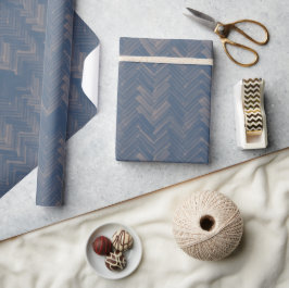 Herringbone Zickzack Muster Retro Blue Geschenkpapier