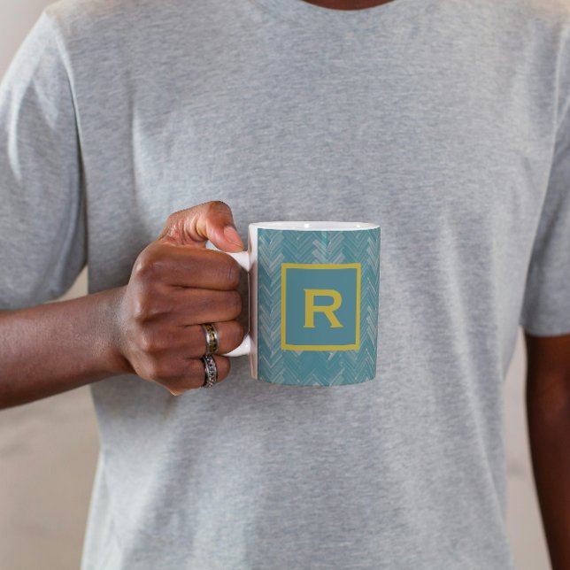 Herringbone Zickzack Muster Türkis Personal Kaffeetasse (Von Creator hochgeladen)
