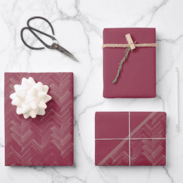 Herringbone Zickzack Pattern Luxurious Red Geschenkpapier Set