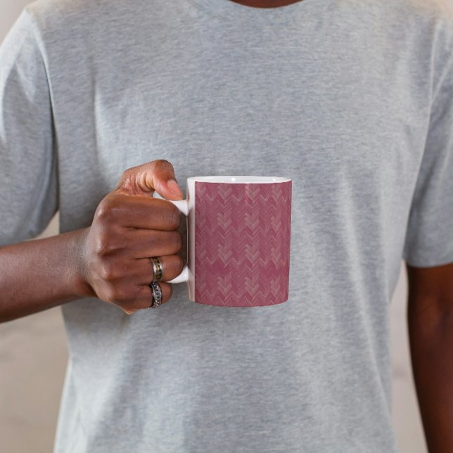 Herringbone Zickzack Pattern Luxurious Red Kaffeetasse (Von Creator hochgeladen)