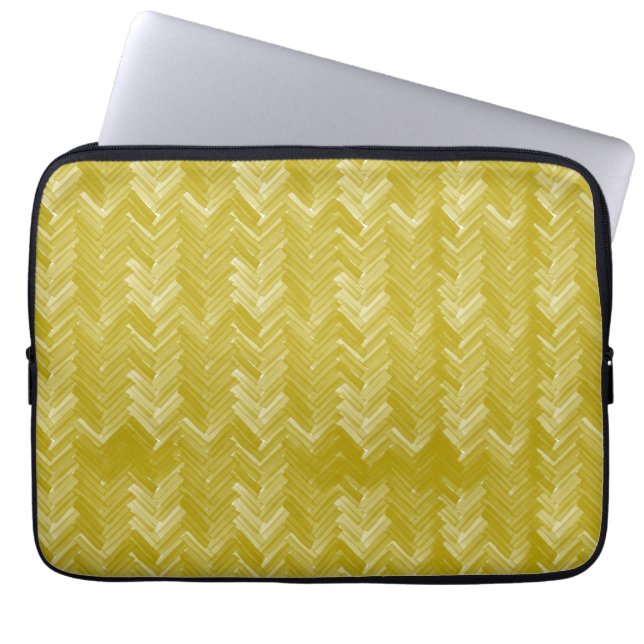 Herringbone Zickzack Vintag Gold Laptopschutzhülle (Vorderseite)