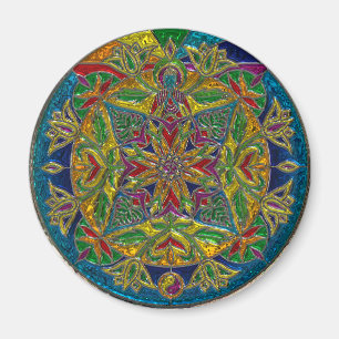 Herrlich blau, grün gelb Mandala Magnet