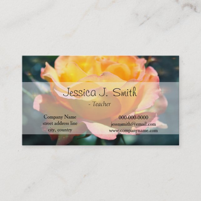 Herrlich gelbe Rosenrose Blume im grünen Hintergru Visitenkarte (Vorderseite)
