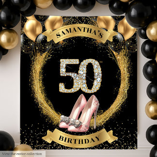 Herrliche 50. Geburtstag Diamantziffern hohe Absät Wandteppich