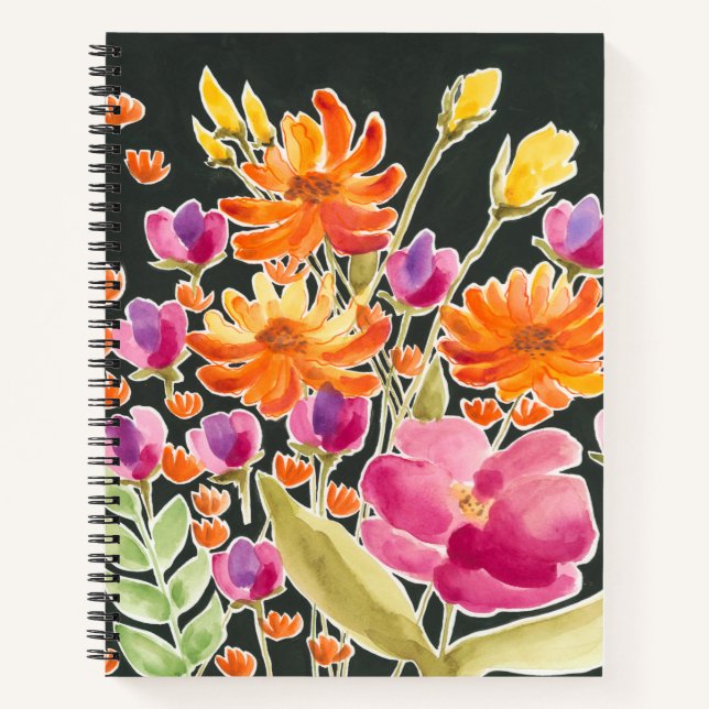 Herrliche Ansammlung - Rosa und orange Blume Notizbuch (Vorderseite)