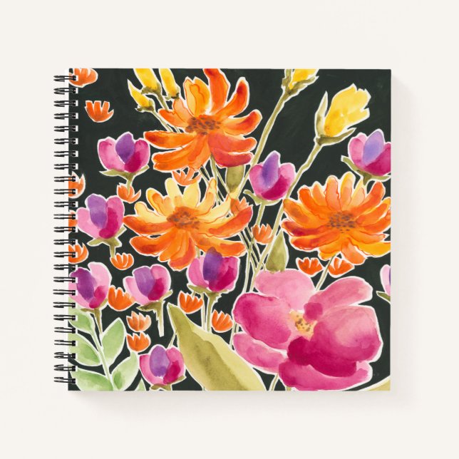 Herrliche Ansammlung - Rosa und orange Blume Notizbuch (Vorderseite)