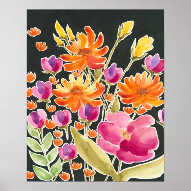 Herrliche Ansammlung - Rosa und orange Blume Poster (Vorne)