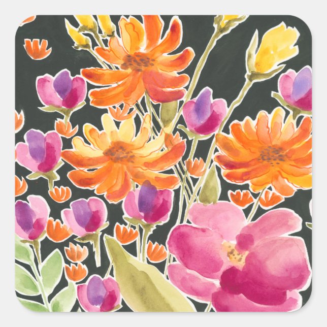 Herrliche Ansammlung - Rosa und orange Blume Quadratischer Aufkleber (Vorderseite)