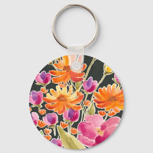 Herrliche Ansammlung - Rosa und orange Blume Schlüsselanhänger (Vorderseite)