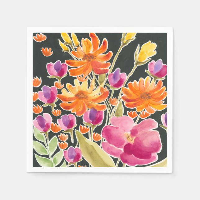 Herrliche Ansammlung - Rosa und orange Blume Serviette (Vorderseite)