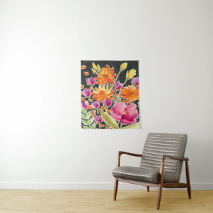 Herrliche Ansammlung - Rosa und orange Blume Wandteppich