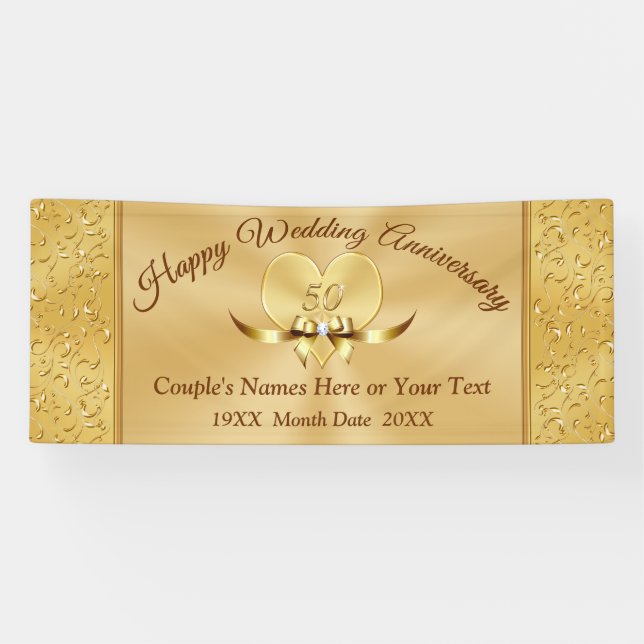 Herrliche Banner zum 50. Hochzeitstag im Gold (Horizontal)
