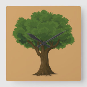 Herrliche Baum-Entwurfs-Wanduhr Quadratische Wanduhr