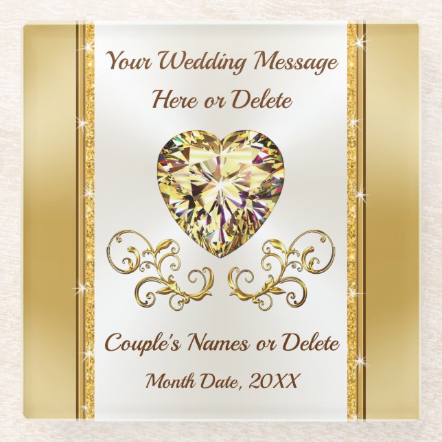 Herrliche, billige Hochzeitsgeschenke, Personalisi Glasuntersetzer (Vorderseite)