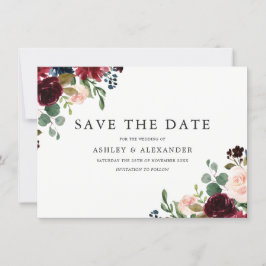 Herrliche Blume Blush & Burgund Hochzeit Save The Date