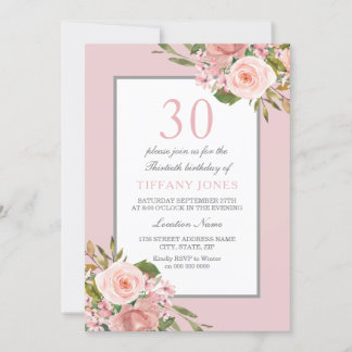 Herrliche Blume Frauen 30. Geburtstag Party einlad Einladung