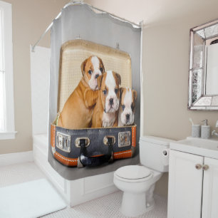 Herrliche Bulldoggen Welpen   Hund Lover Duschvorhang