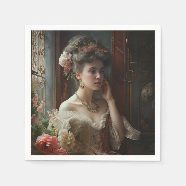 Herrliche Dame in einem Seidenkleid............... Serviette (Vorderseite)